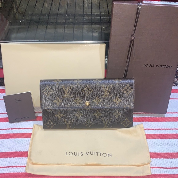 Louis Vuitton Handbags - Louis Vuitton Monogram Canvas Large Flap Wallet in Brown and Gold
